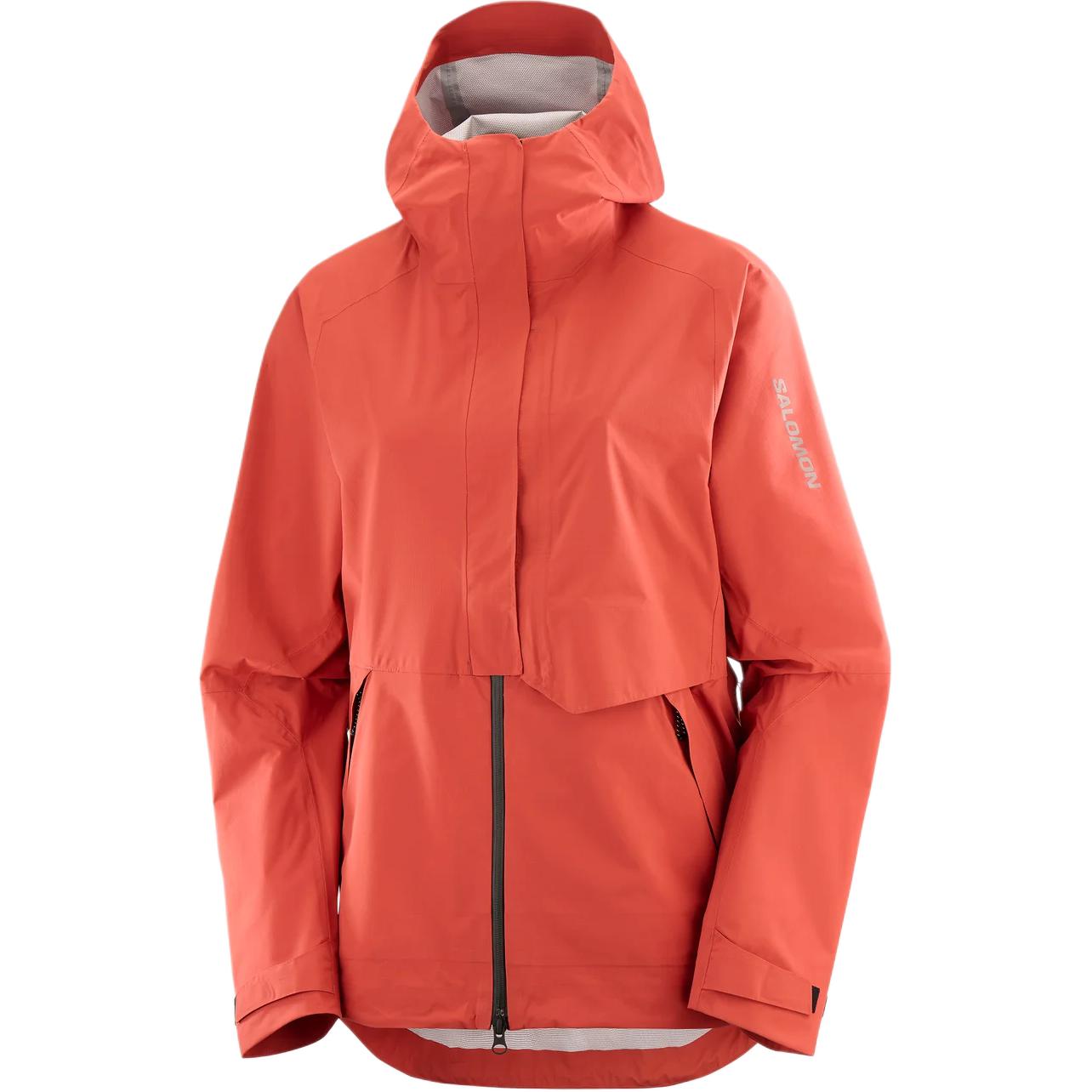 SALOMON Salomon Gore-TexOUTERPATH WP PRO letter hooded zipper FW24 hiking outdoor hiking waterproof windproof breathable wear-resistant jacket for women mud stove brown