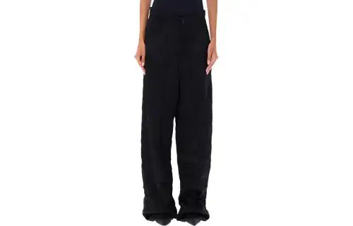 Balenciaga Casual Pants Women's Black Moderate Wide Leg Pants