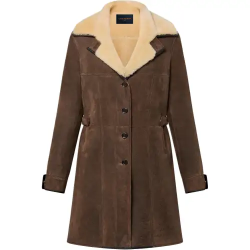 Lv Button Up Shearling Coat