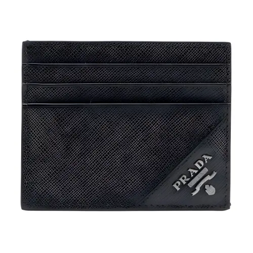 PRADA Calfskin Card Holder, Wallet Men's Black