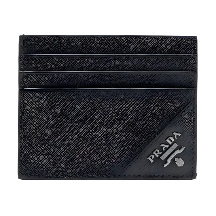 PRADA Calfskin Card Holder, Wallet Men's Black