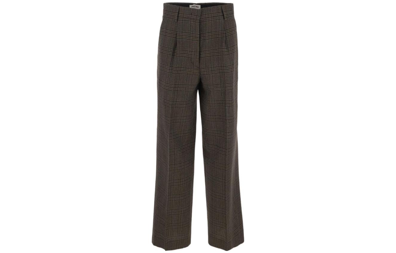 MIU MIU Mid Rise Checked Pants
