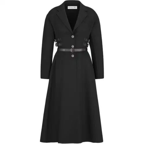 DIOR Coats Women's Black Lapel Moderate