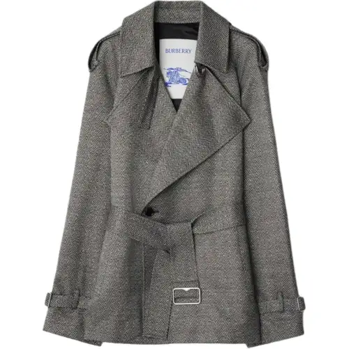 Burberry Chevron Jacquard Belted Trench Coat
