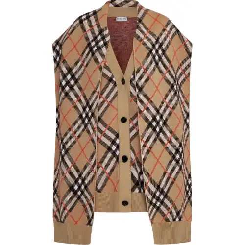 Burberry Checked Sleeveless Cardigan And Scarf