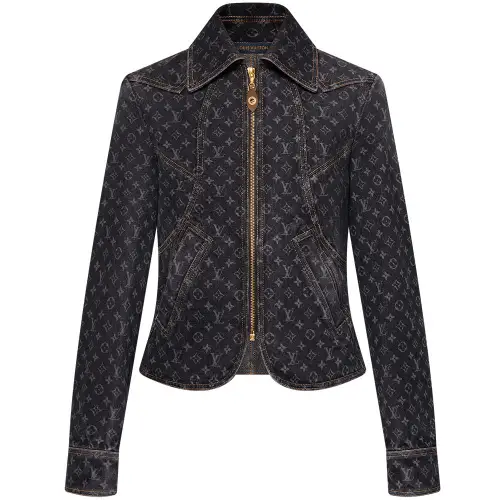 Lv Monogram Denim Zip Up Jacket