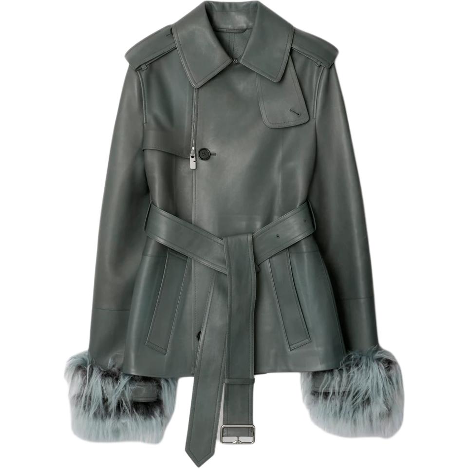 Burberry Leather Jacket Women's Pebble