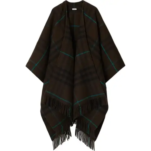 Burberry Check Wool Cashmere Cape Cloak Women's Multicolor