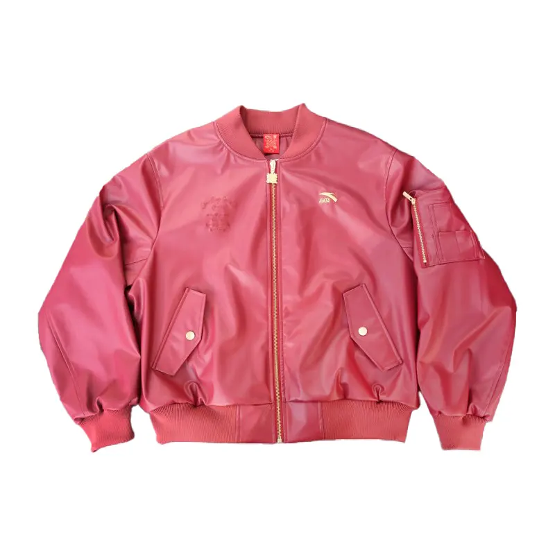 Anta Leather Jacket Women's Vermilion Red