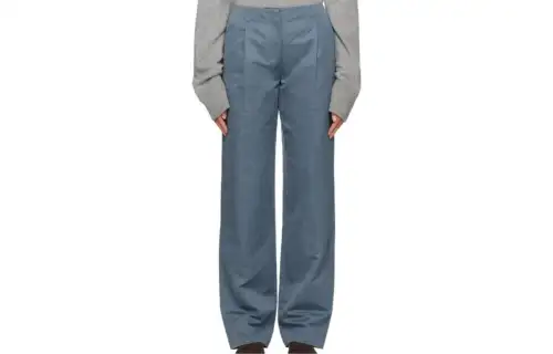 THE ROW Casual Pants Women's Blue Moderate Straight Fit Pants