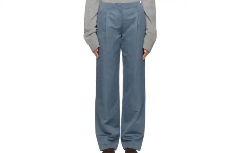 THE ROW Casual Pants Women's Blue Moderate Straight Fit Pants