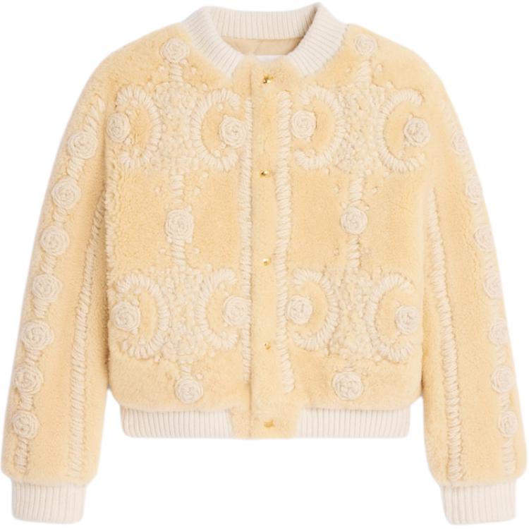 CELINE Triomphe Cardigan Jacket In Curly Lambskin