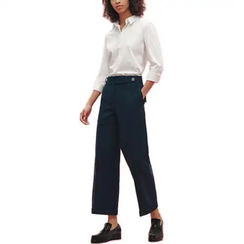 HERMES Casual Pants Women's Navy Blue Moderate Straight Fit Pants