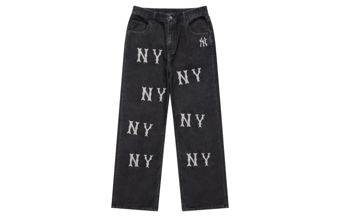 MLB Wide Leg Jeans Pants Women's Black