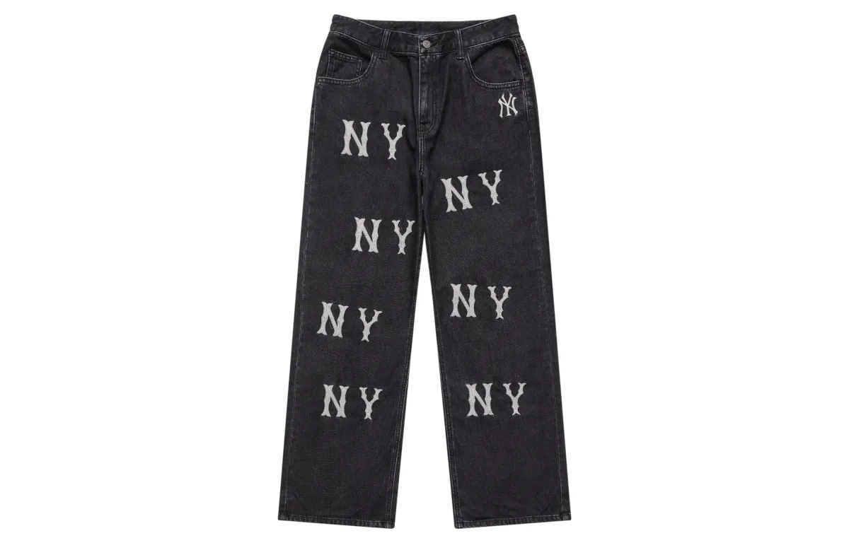 MLB Wide Leg Jeans Pants Women's Black