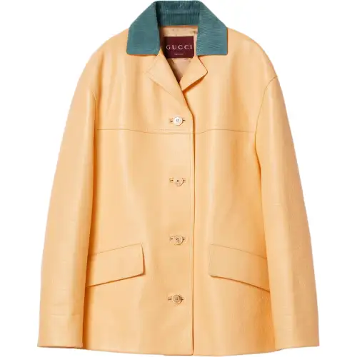 GUCCI Leather Jacket Women's Yellow