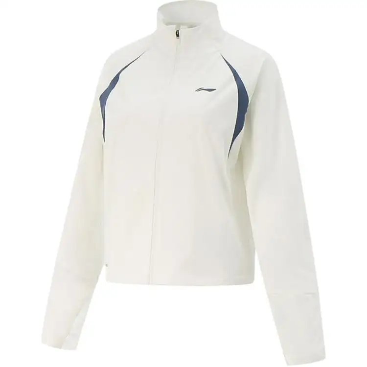 Li Ning Running Collection Trench Coat Women's Ivory/Deep Navy Blue
