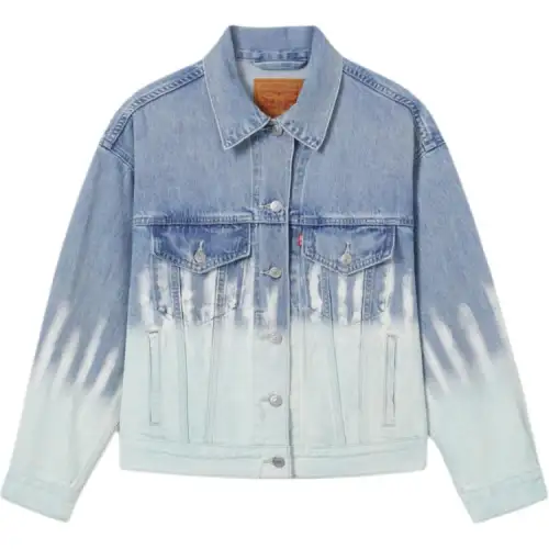 Retro denim long-sleeve, blue jacket, American style, oversize