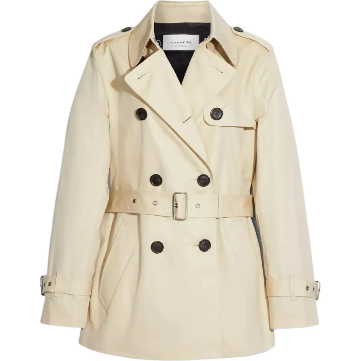 COACH Solid Short Trench Coat Women's Ecru