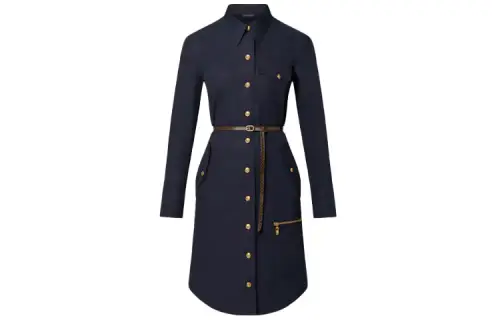 LOUIS VUITTON Long Sleeved Dress Women's Blue