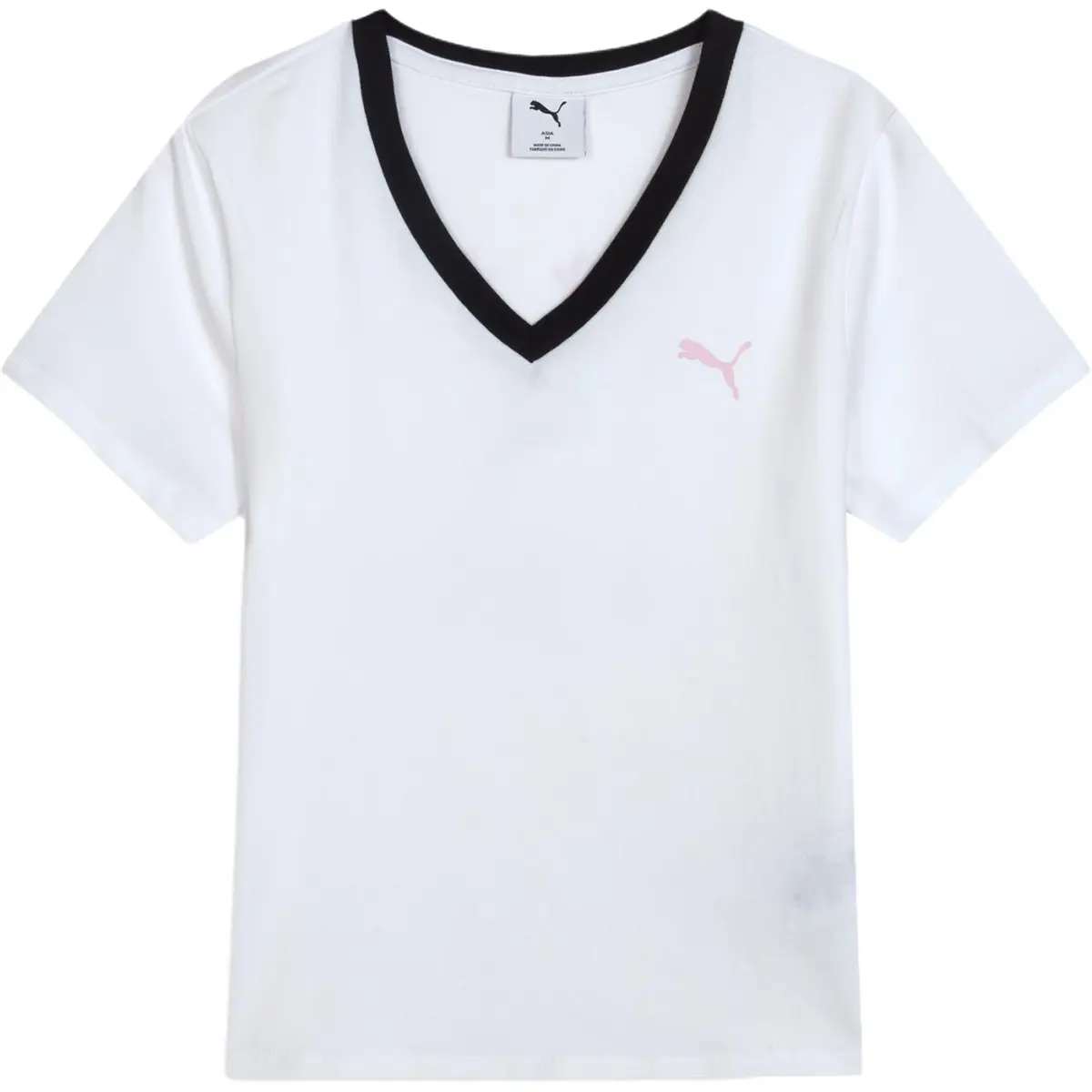 PUMA The T-Shirts Women's White-02 V-neck Moderate Straight Fit
