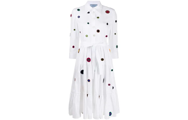 PRADA Long Sleeved Dress Women's White