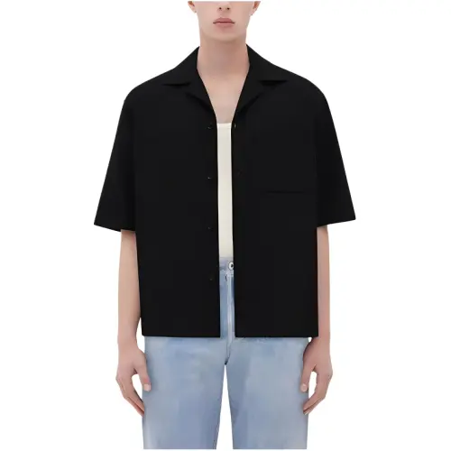 Bottega Veneta Shirts Men's Black Cuban Collar Moderate Other
