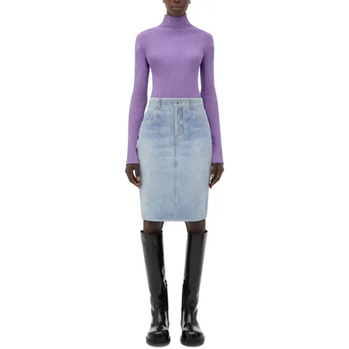 Bottega Veneta SS23 Denim Long Skirt Women's Light Blue
