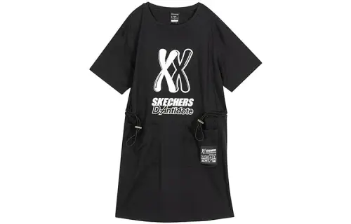 Skechers D Antidote Short Sleeved Dresses Women's Crew Neck Moderate Mid Length
