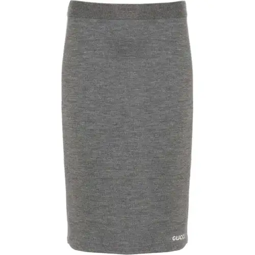 GUCCI SS24 Knit Long Skirt Women's Gray