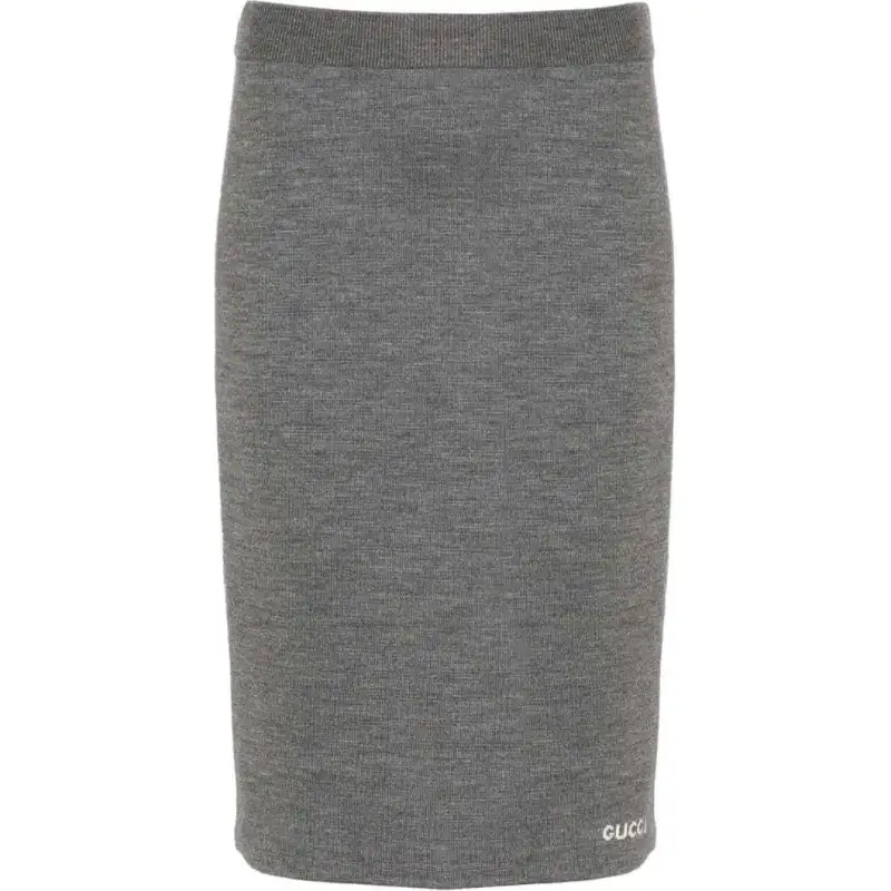 GUCCI SS24 Knit Long Skirt Women's Gray