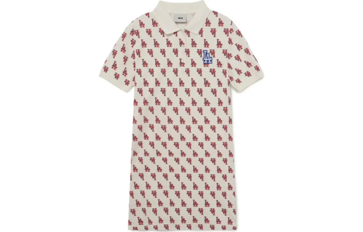 MLB Los Angeles Dodgers Short Sleeved Dress Women's Cream