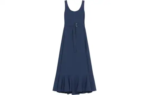 KENZO Open Back Belted Frilled Midi Dress