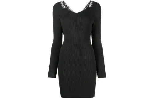 OFF-WHITE logo-tape ribbed dress