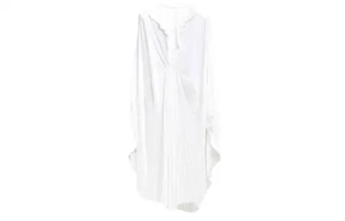Vetements Long Sleeved Dresses Women's White Crew Neck Moderate Mid Length