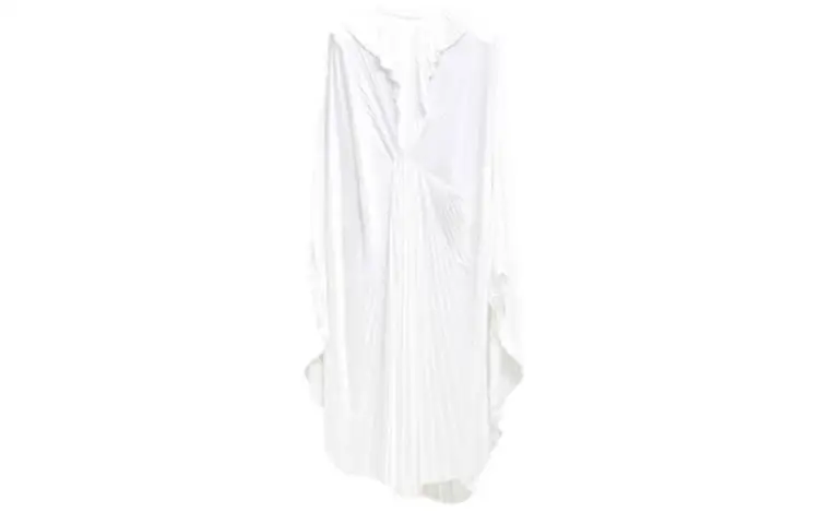 Vetements Long Sleeved Dresses Women's White Crew Neck Moderate Mid Length
