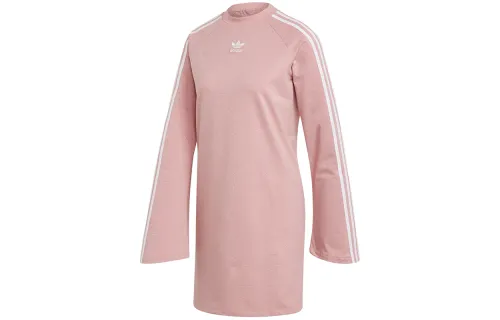 Adidas Originals Long Sleeved Dresses Women's Pink Crew Neck Moderate Short