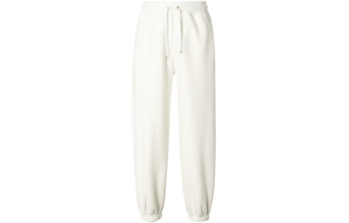 Jordan Solid Color Lace Up Elastic Cuff Fleece Lined Casual Knitted Sweatpants Women's Sail White