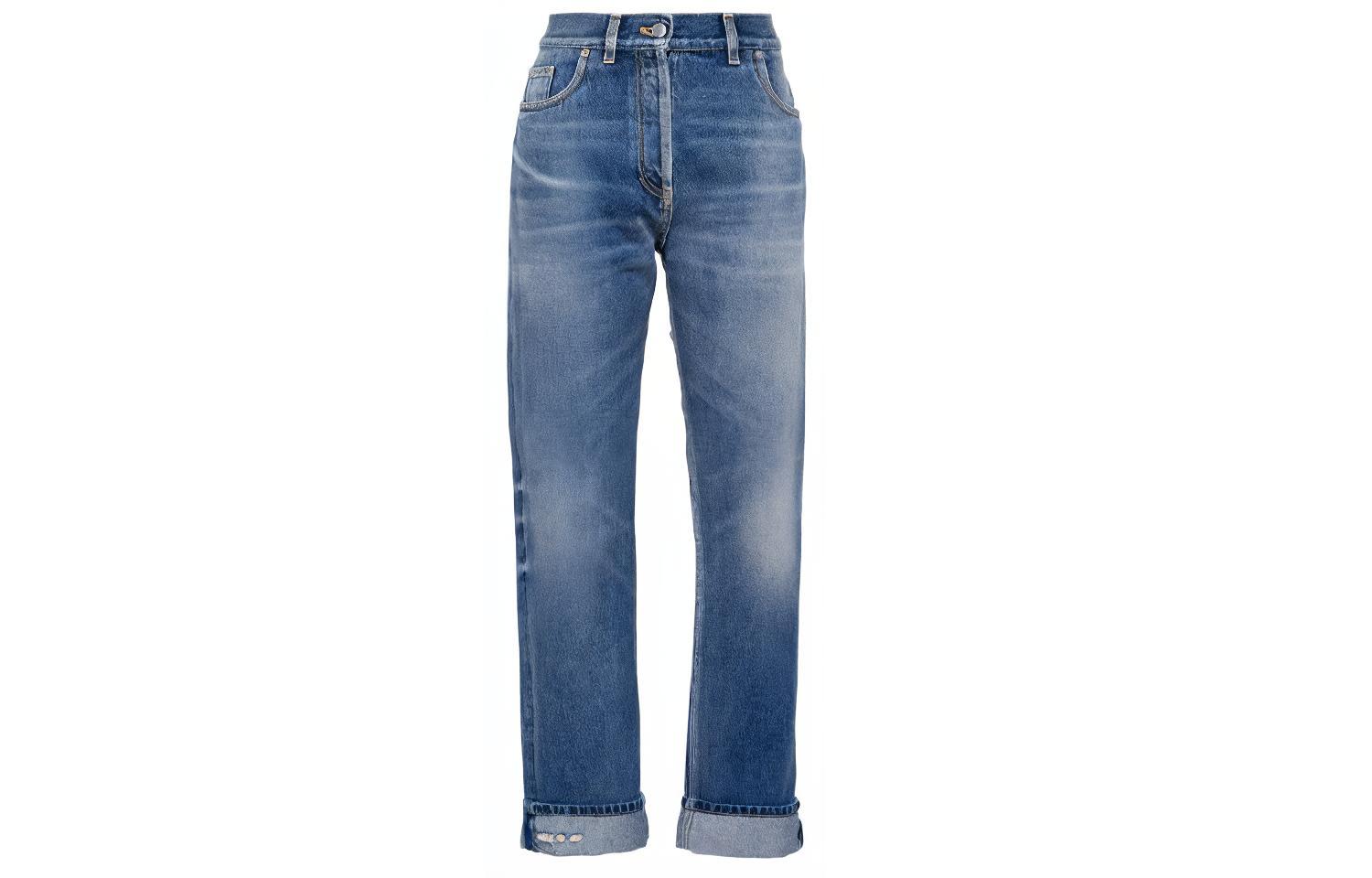 PRADA SS21 Denim Trousers Women's Blue