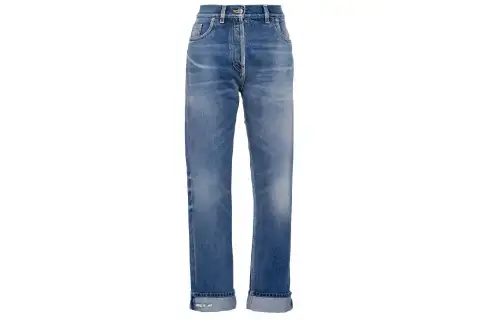 PRADA SS21 Denim Trousers Women's Blue