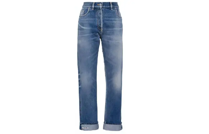 PRADA SS21 Denim Trousers Women's Blue