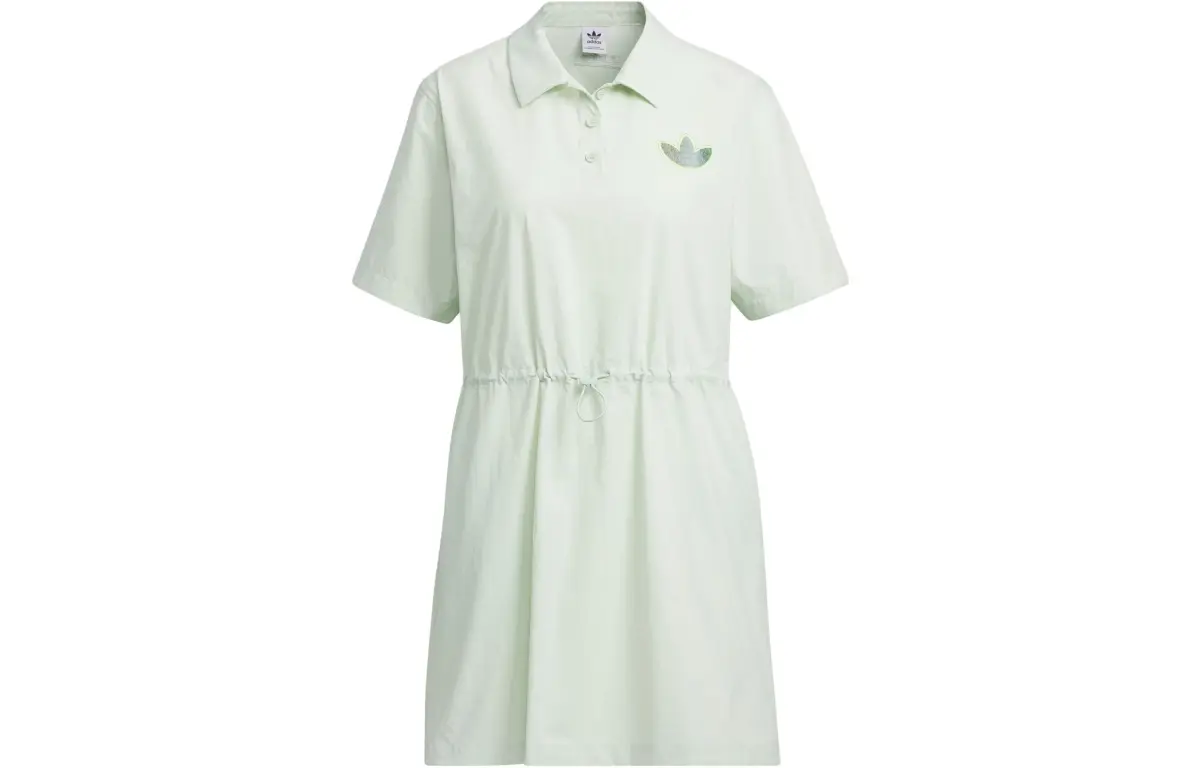 Adidas Originals Short Sleeved Dress Women's Linen Green