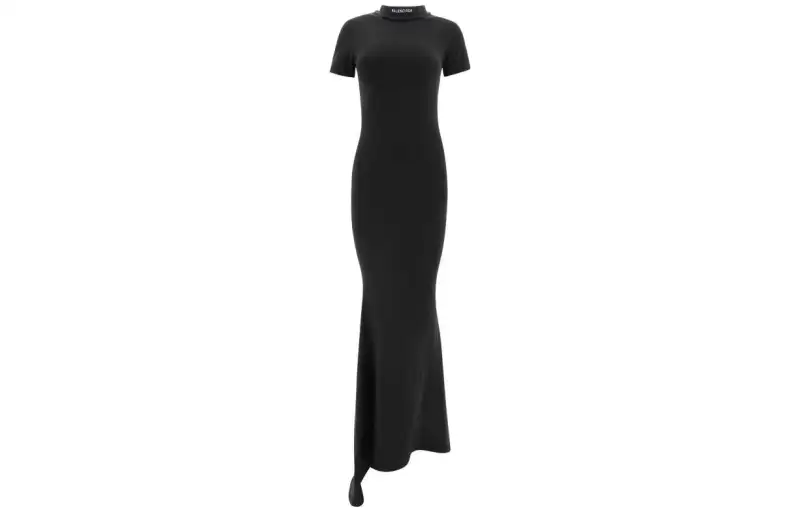 Balenciaga Logo Embroidered Short Sleeved Gown