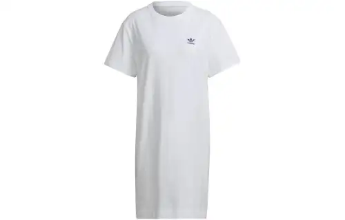 Adidas Originals Short Sleeved Dresses Women's White Crew Neck Moderate