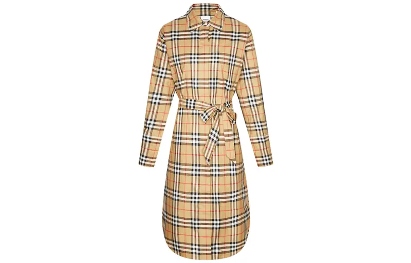 Burberry checked belted shirt dress
