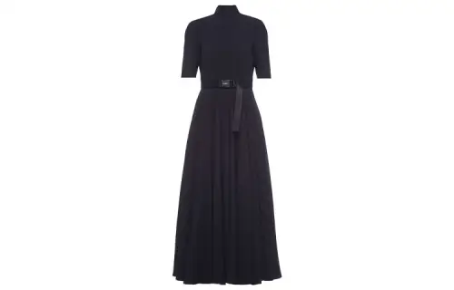 PRADA Short Sleeved Dresses Women's Black Turtleneck Moderate