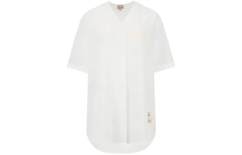 EVISU Short Sleeved Dresses Women's White V Neck Short