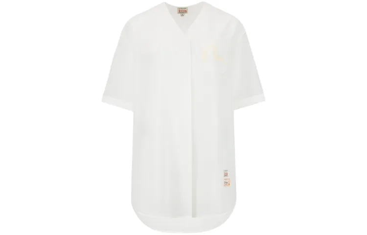 EVISU Short Sleeved Dresses Women's White V Neck Short