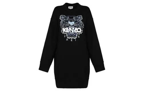 KENZO Long Sleeved Dresses Women's Black Moderate Mid Length
