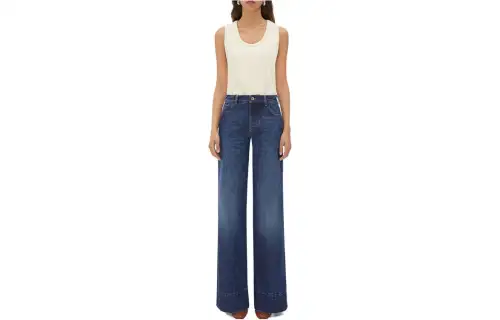 Bottega Veneta Logo Patch Wide Leg Jeans